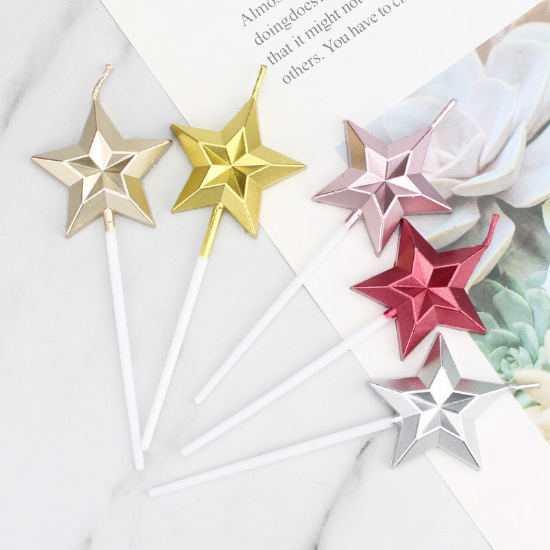 Metallic Diamond Star Candles for Romantic Celebrations